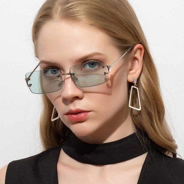 

aviator sunglasses teenyoun 2021 retro rectangle cutting lens sunglasses women rimless gradient sun glasses shades ladies frameless eyewears, White;black
