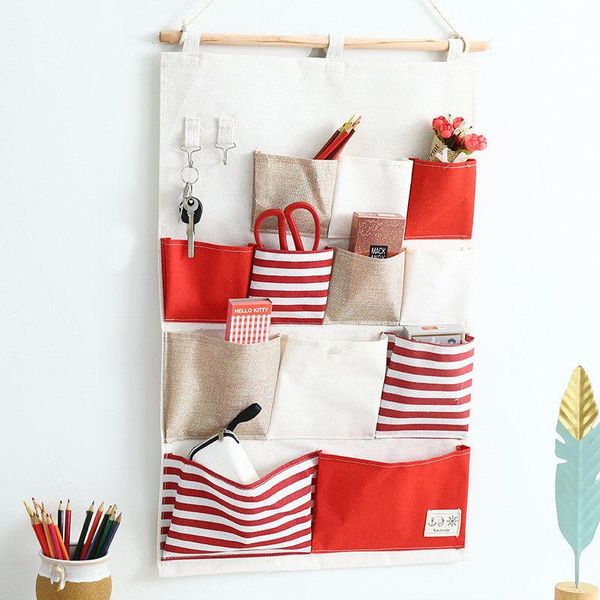 

storage bags canvas hanging bag wall type door dormitory bedroom fabric wardrobe key sock
