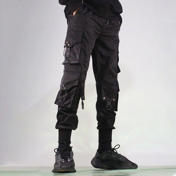 

harajuku cargo pants men japanese style streetwear joggers sweatpants trousers mens fashion 3xl 2021 spring men's, Black