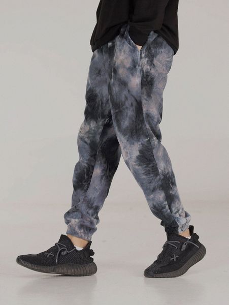 

men tie dye drawstring waist corduroy pants y4ia#, Black