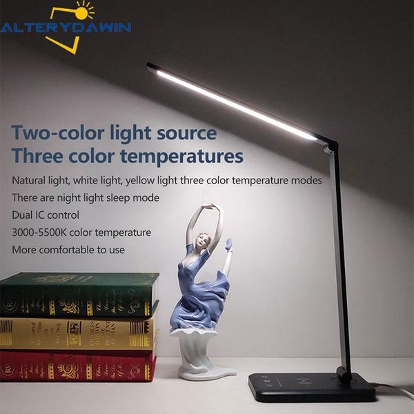 

led office desk lamp 5 color x5 dimable touch usb chargeable reading eye-protect foldable table lamp timing study lighting