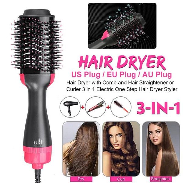 

electric hair brushes 3 in 1 professional dryer brush one step air volumizer blow straightener curler curling iron styler comb