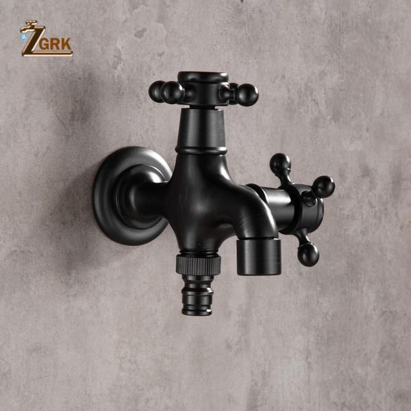 

zgrk black oil rubbed bronze double using washing machine faucet bathroom corner faucet tap garden outdoor mixer