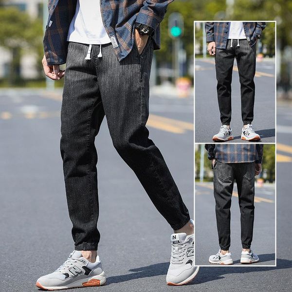 

men's jeans korean fashion work clothes leisure bound sand washed men's, Blue