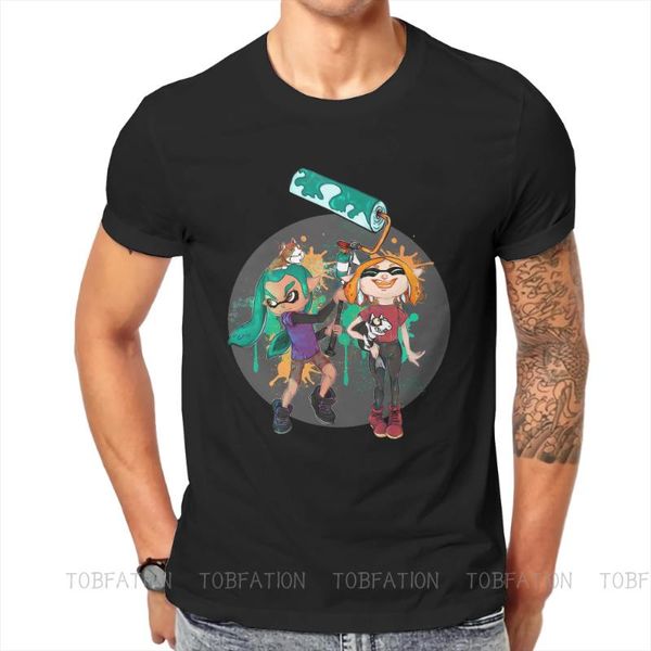 

men's t-shirts fan art splatoon colorful game t shirt vintage gothic big size o-neck tshirt sell harajuku clothing, White;black