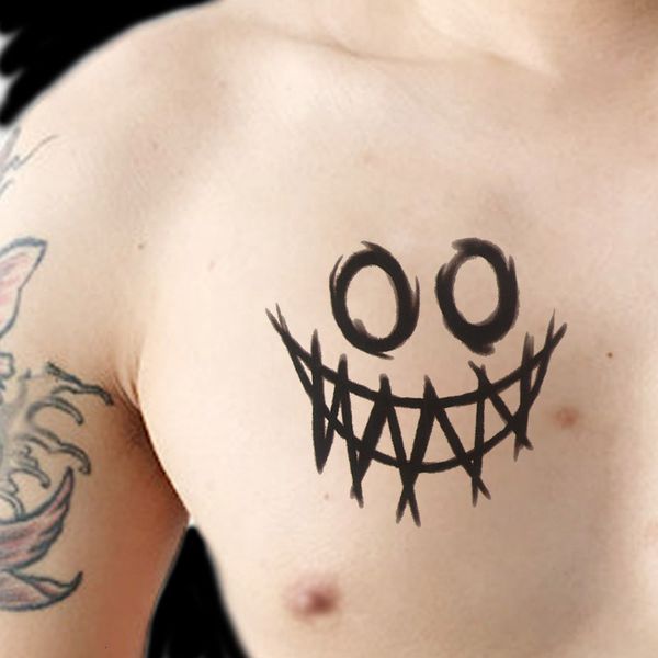 

smiley face tattoo with the same simulation men and women waterproof invisible mask fresh