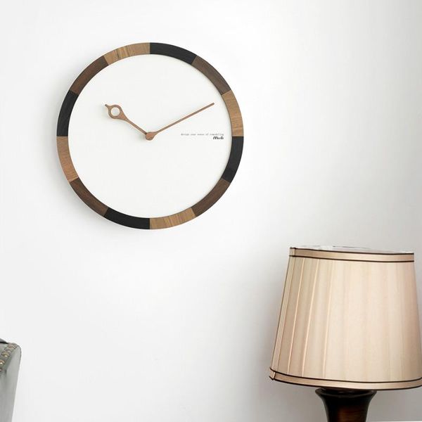 

silent simple wall clock nordic design living room separates wall hanging clock wood zegary scienne household products ef50wc