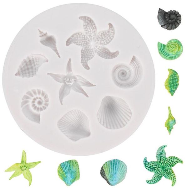 100pcs Starfish Cake Mold Ocean Biological Conch Conchiglie di mare Cioccolato Stampo in silicone Utensili liquidi da cucina fai da te