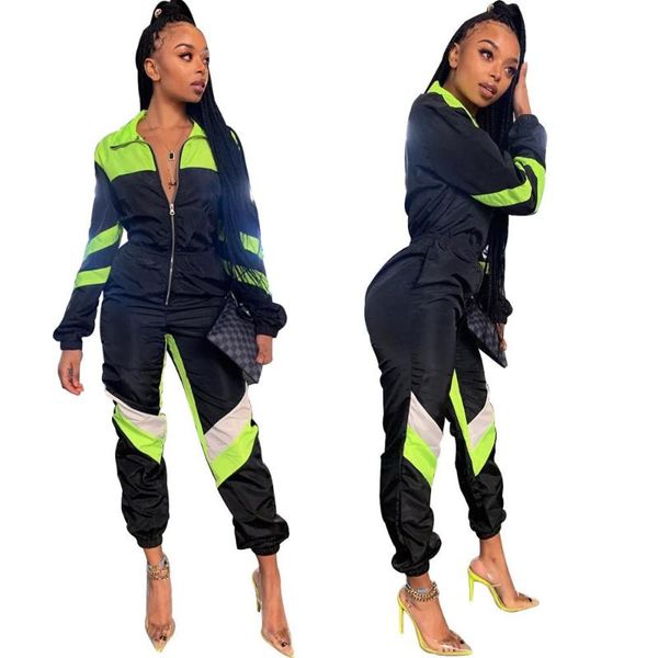 

women's jumpsuits & rompers cool jumpsuit long sleeve zipper sportwear sports clothes for woman, Black;white