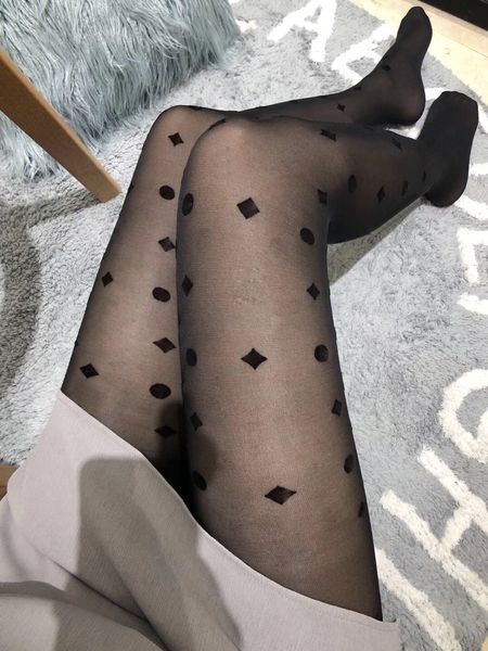 

fashion womens tights stocking fishnet socks conjoined body solid color ladies long socks with letters pattern black, Black;white