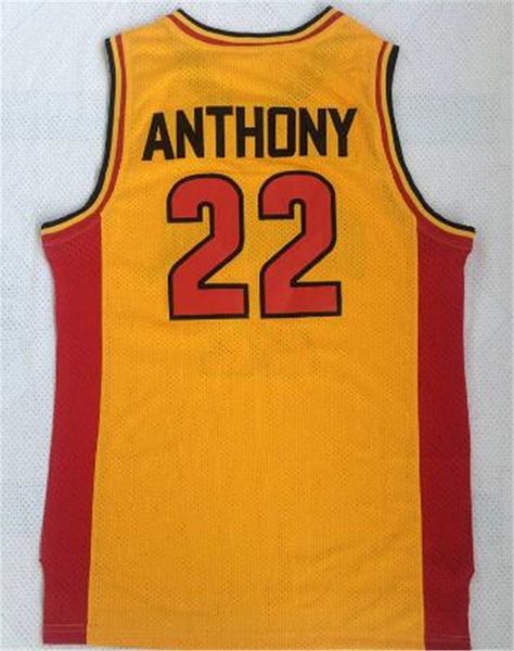 

wholesale oak hill high school 22 anthony yellow mesh basketball jerseys shirts ,trainers basketball jerseys ,basketball wear, Black
