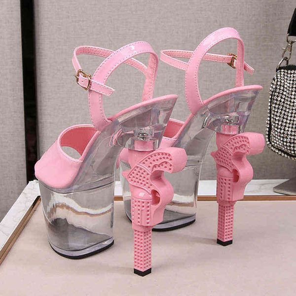 

sandals women's ultra-high heel open sandals new in summer size 34-43 buckle large 220309, Black