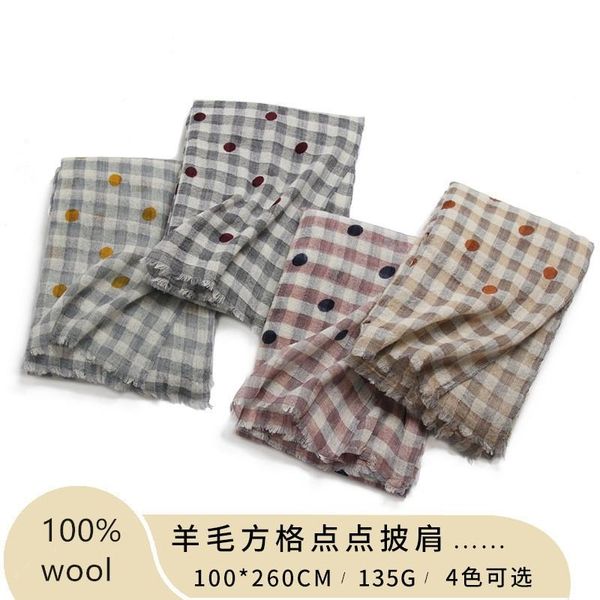

scarves naizaiga 100% wool big size plaid dot women thin shawl fashion luxury warm scarf , ps55, Blue;gray