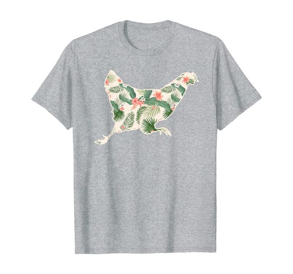 

chicken flower girl print floral hen hawaiian women gift t-shirt, White;black