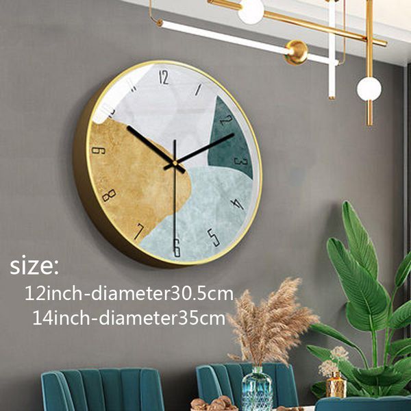 

wall clocks round clock metal frame light luxury decor for living room background hanging mute accurate travel time exquisi