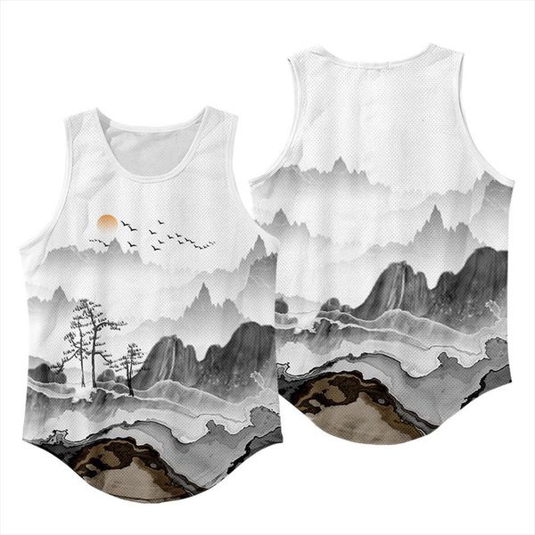 

male casual summer beach men gym sleeveless vest bodybuilding tank fitness workout print singlet stringer undershirt, White;black
