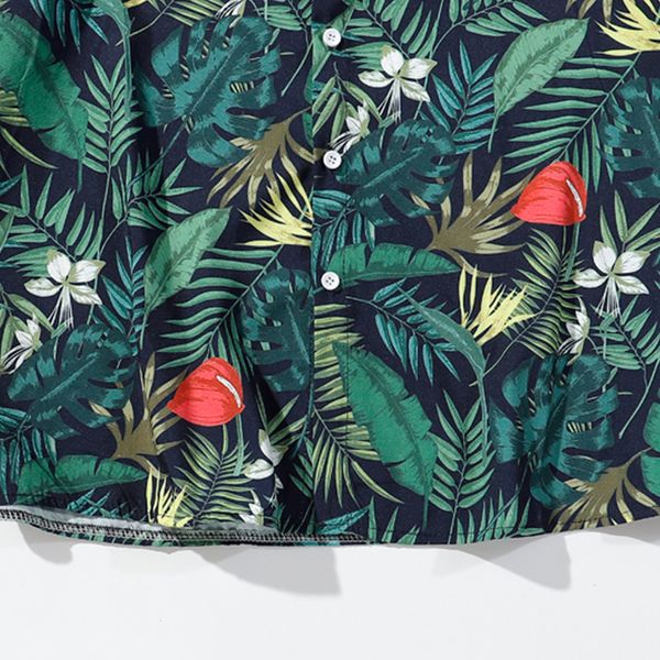 

aelfric 2021 new eden tropical plant print hip hop men shirts streetwear harajuku loose short sleeve summer hawaii beach tpos green tewa, White