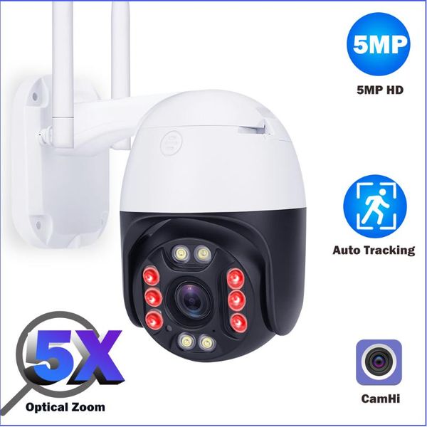 

cameras 5mp wifi camera outdoor 5x zoom surveillance ptz 360 degree cctv wireless waterproof ip66 camhi smart home