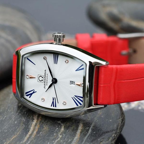 

wristwatches switzerland watch women carnival japan quartz watches waterproof colors genuine leather reloj hombre c8823-5, Slivery;brown