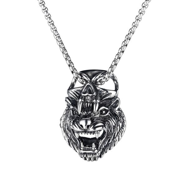 

chain necklaces pendants for mens man sliver stainless steel choker hip pop domineering tiger head tag jewelrys to boys loves gifts gx1874, Silver