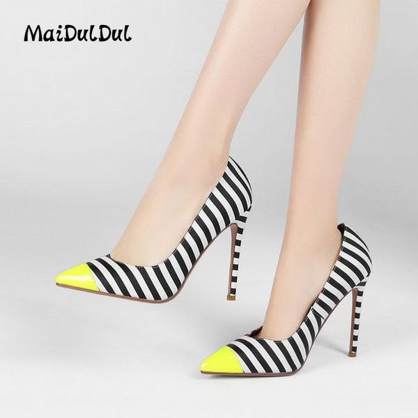 

dress shoes women stripe yellow printing stiletto single shoe with root female autumn asakuchi matching banquet pointed high fashion boots, Black
