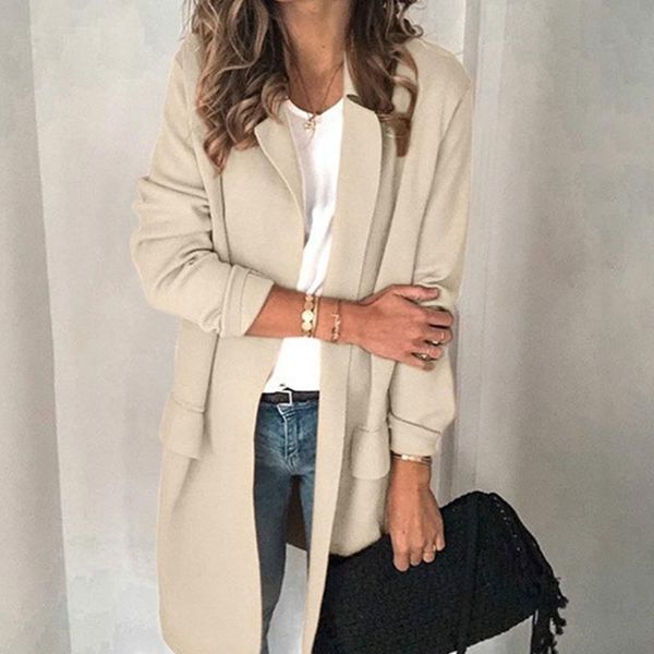

New 2021 Vintage Jackets Casual Long Sleeve Solid Harajuku Minimalist Workwear Blazer Office Lady Formal Coat 1A6E, Black;brown