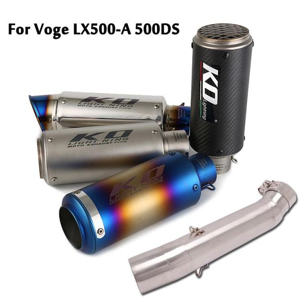 

motorcycle exhaust system for voge lx500-a 500ds mid link pipe connecting tube slip on 51mm escape muffler tips tail modified