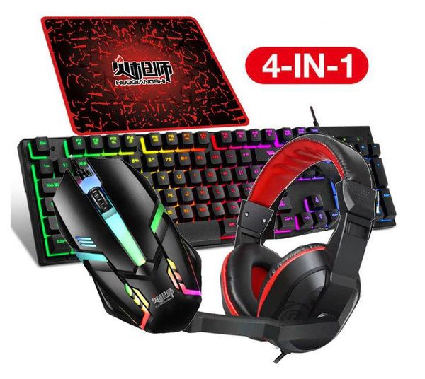 

keyboard mouse combos usb wired gaming four-in-one set computer gamer sets backlight for pc laptop