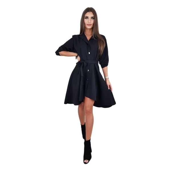 

casual dresses women solid color dress autumn long sleeves button street wear clothes 4 colors drop, Black;gray