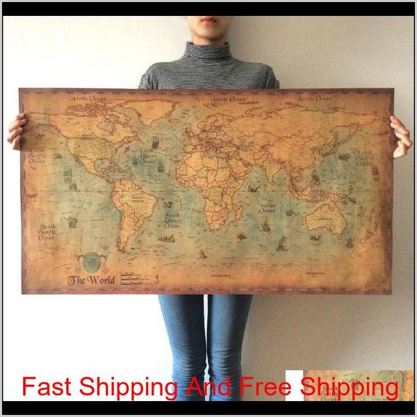 

nautical ocean sea world map retro old art paper painting home decor sticker living room poster cafe antique poster ny3rg c6n3c