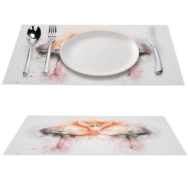

mats & pads flamingo poster rectangle table non slip heat resistant washable coffee kitchen pvc placemat 2pcs