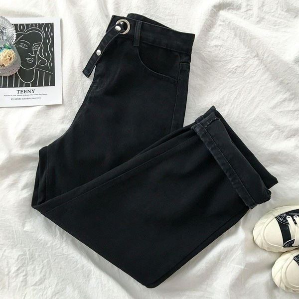 

women's jeans spring autumn high waist women clothes loose vintage wide leg pants femme trousers streetwear denim baggy mom q4471, Blue