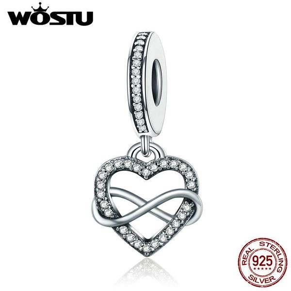 

wostu new design 925 sterling silver infinite love dangle bead fit original wst charm bracelet pendant jewelry gift cqc261 q0531, Black