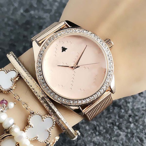 

popular casual brand quartz wrist watch for women girl with metal steel band watches g56, Slivery;brown