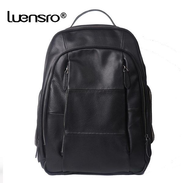 

backpack large lapgenuine leather men backpacks travel bag teenage shoolbag male bagpack mochila