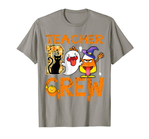 

black cat pumpkin candy ghost t-shirt teacher boo crew, White;black