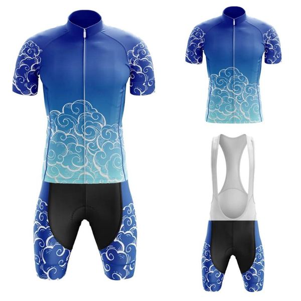 

racing sets wind series cycling jersey set short sleeve bike clothing bib shorts gel breathable pad hombre, Black;blue