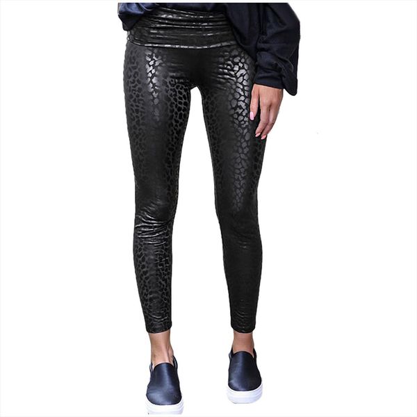

snake print high waist womens legging leather black think femme skinny fitness pu push up slim pants g3