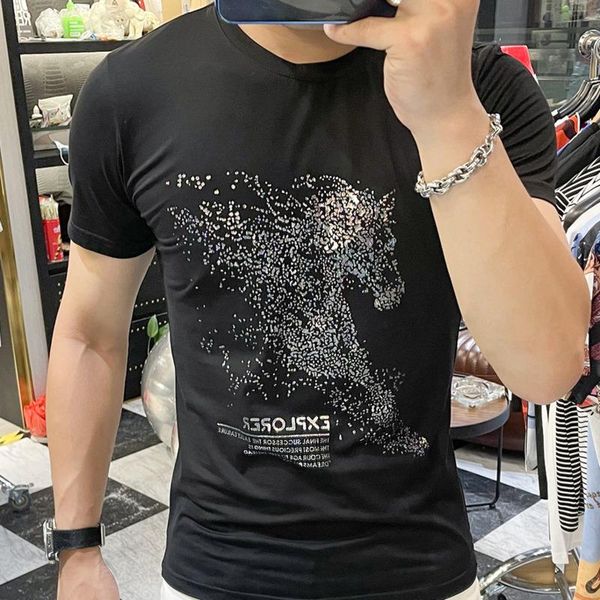 

men's t-shirts pullover cotton round neck short sleeve t-shirt men fashion brand ins trend tee shirt homme camisetas hombre poleras 202, White;black