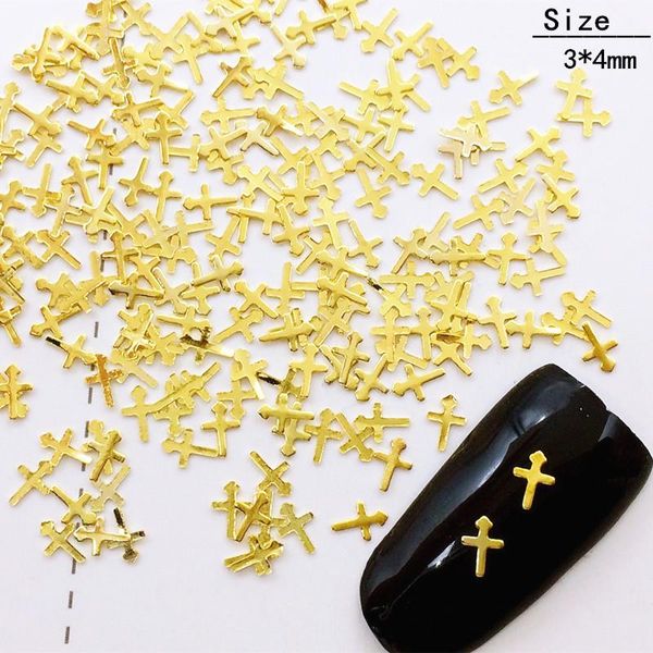 

nail art decorations 500pcs/lot 3*4mm gold mini cross rivets metal alloy 3d sticker for manicure, Silver;gold