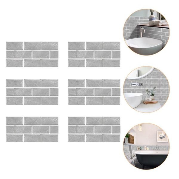 

wall stickers 6 pcs pvc brick pattern wallpapers exquisite living room (grey)