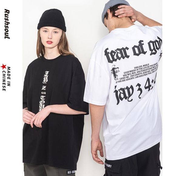 

fog t-shirt bf style streetwear crew neck hip hop couples summer tee men women clothes, White;black