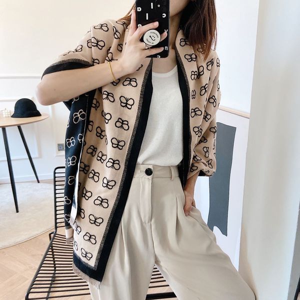 

korean butterfly imitation cashmere scarf and long warm dual-purpose double-sided shawl thickened large, Blue;gray