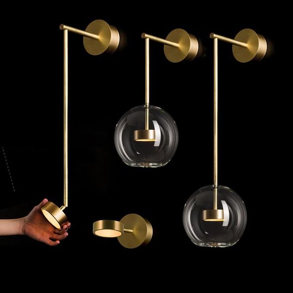 

modern gold glass wall lamp led sconce nordic mirror light wall lights for home bathroom bedroom lamp stair luminaire loft decor