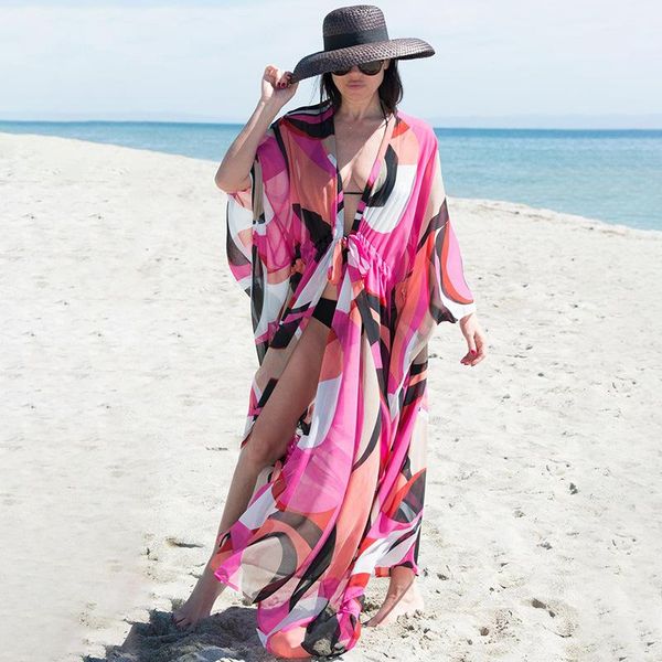 

women's swimwear plus size chiffon bohemian dress beach cover up robe de plage tunic for pareos kimono swimsuit sarong beachwear, White;black