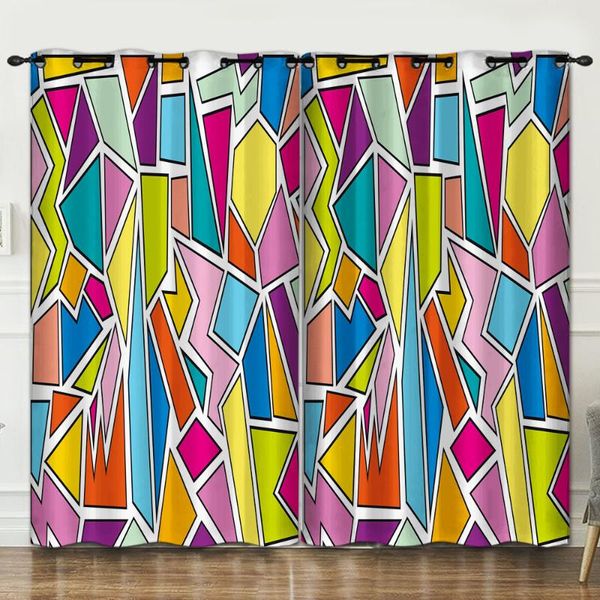 

curtain & drapes colorful geometry room decoration background cloth pink curtains luxury 6