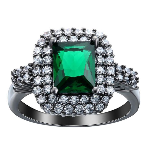 

wedding rings hainon design black gold color green stone finger ring for women christmas gifs red zircon vintage jewelry distribution, Slivery;golden