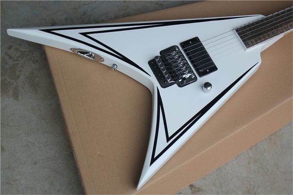 

brand new custom signature white electric guitar dovetail fork shaped closed pickup fixed body bridge