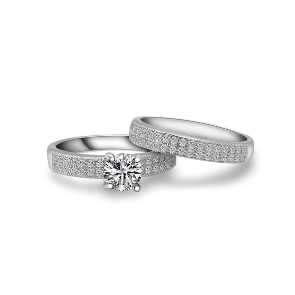 

hbp luxury fashion lily four claw micro set zircon ring for lovers, Silver