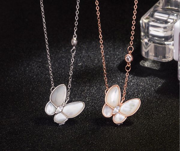 

luxury women necklaces link chains butterfly pendant crystal rhinestone animal hip hop jewelry gold pink white k gun black, Silver
